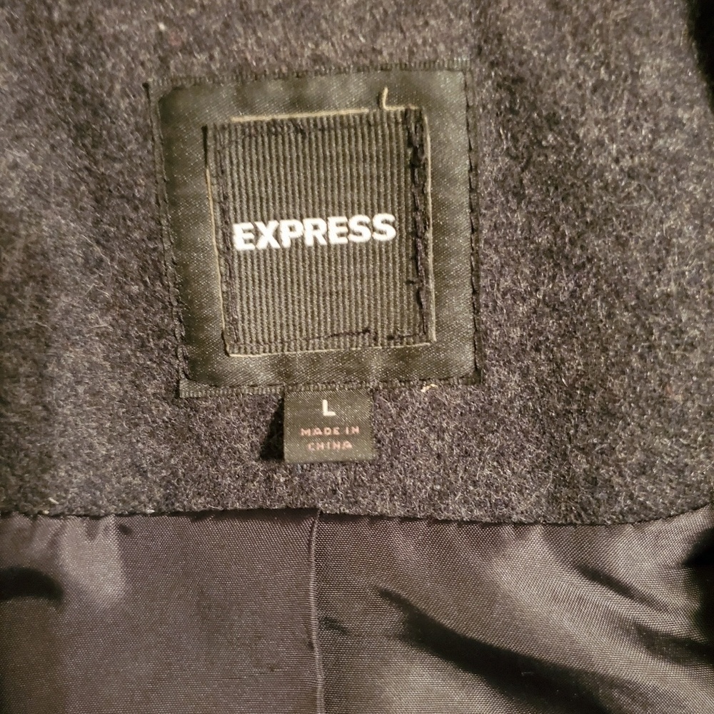 Express Wool Unisex Gray Bomber Jacket Large - image 4